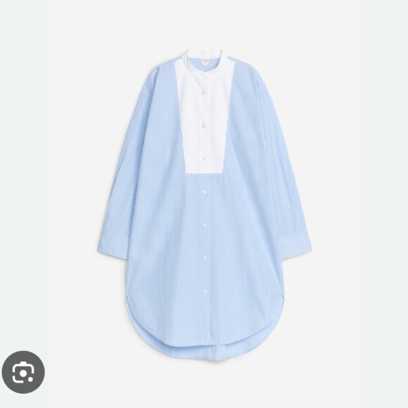 Arket Dresses & Skirts - Arket Cotton Tuxedo Dress - 10 - Blue and White Stripe